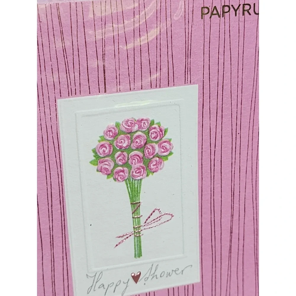 Papyrus RARE Turnowsky Wedding Card Foiled Gold Trimmed Rose Boquet Heart